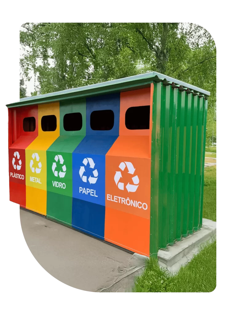 Container ecoponto para coleta seletiva da Átrio Containers